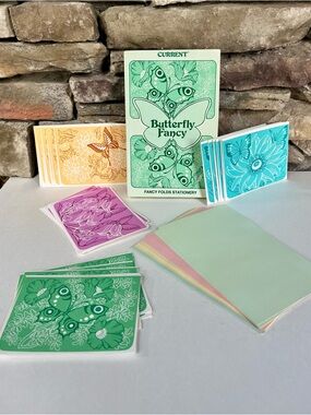 VTG Butterflies Current Fancy Folds Stationery Set Vintage 1980 Paper Envelopes